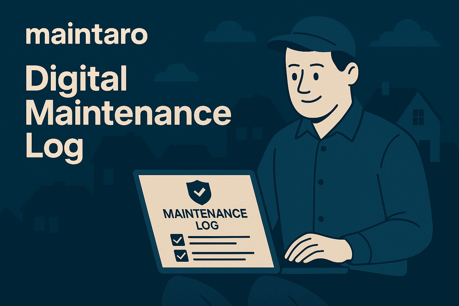 Digital maintenance log dashboard showing property repairs, SLA tracking, and compliance records for UK landlords